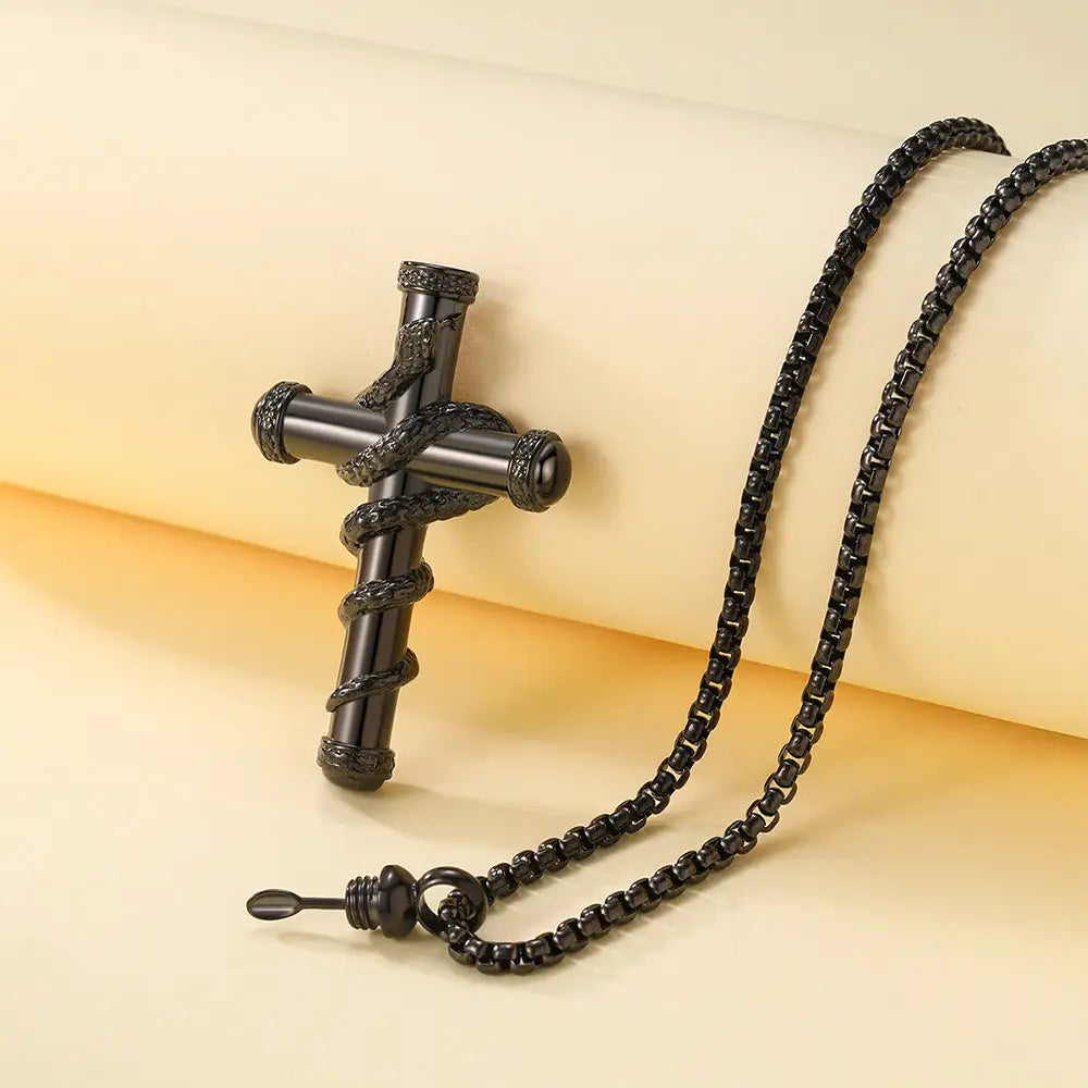 18k Gold Detachable Cross Snake Necklace