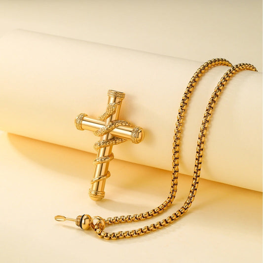 18k Gold Detachable Cross Snake Necklace