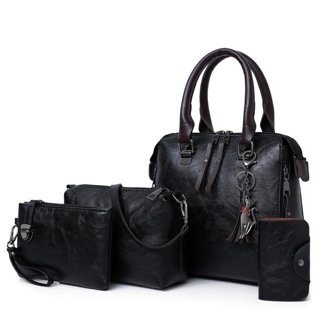 4 in 1 Designer Versatile PU Leather Handbag | same ANTHEM. - Black