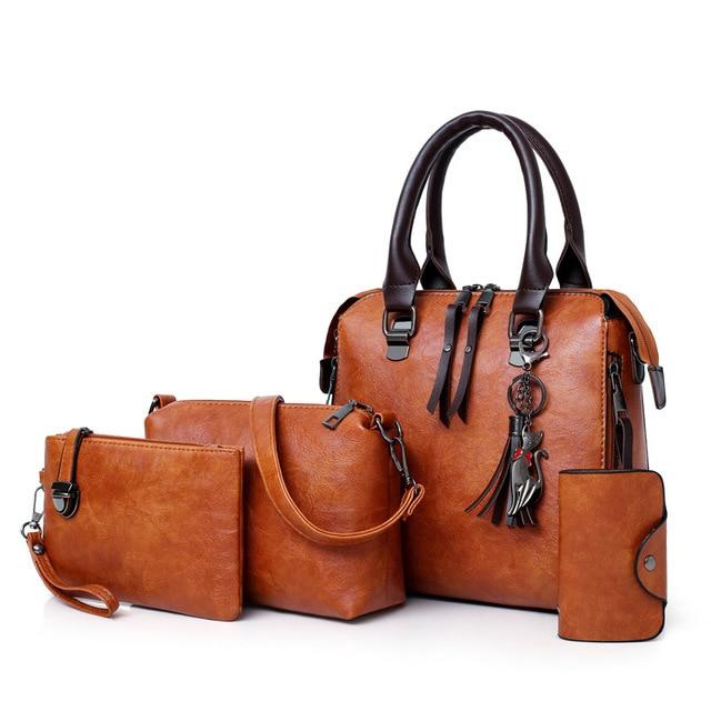 4 in 1 Designer Versatile PU Leather Handbag | same ANTHEM. - Brown
