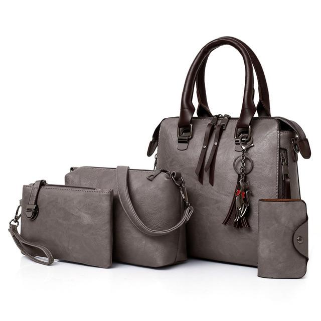 4 in 1 Designer Versatile PU Leather Handbag | same ANTHEM. - Gray