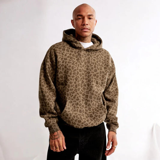 American Leopard Print Hoodie – Retro Streetwear for Soulmates | same ANTHEM - Coffee / XS