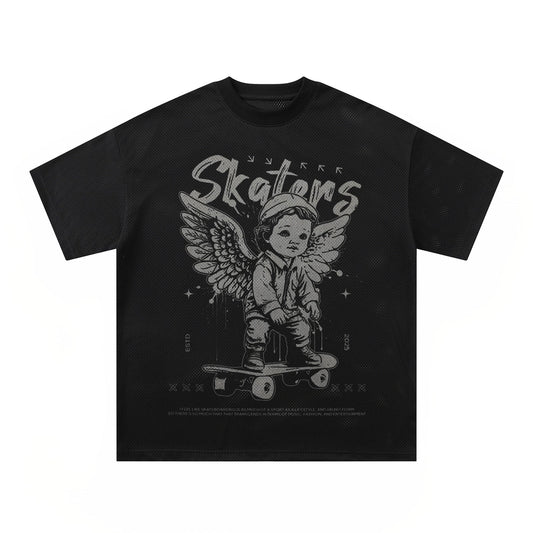Angel Mesh Breathable Streetwear T-Shirt – Loose Skate Wear | same ANTHEM