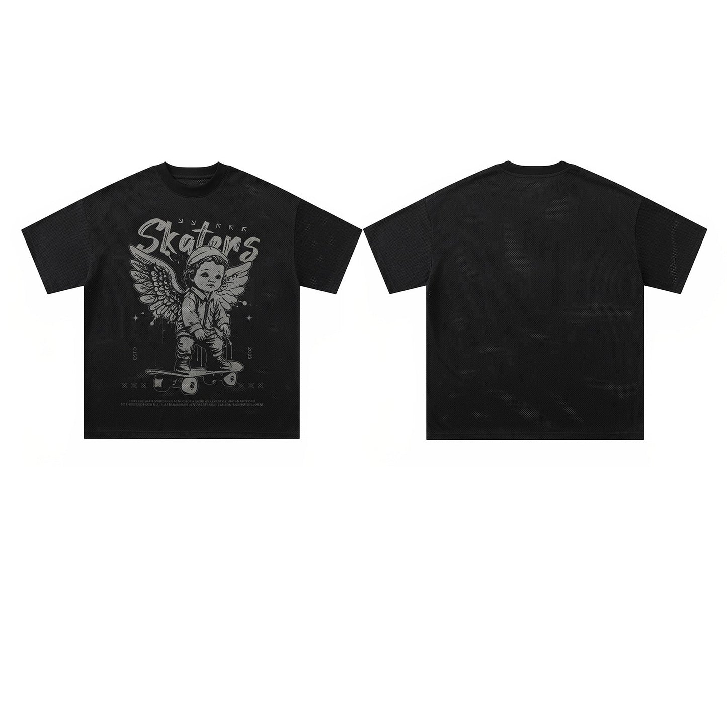 Angel Mesh Breathable Streetwear T-Shirt – Loose Skate Wear | same ANTHEM