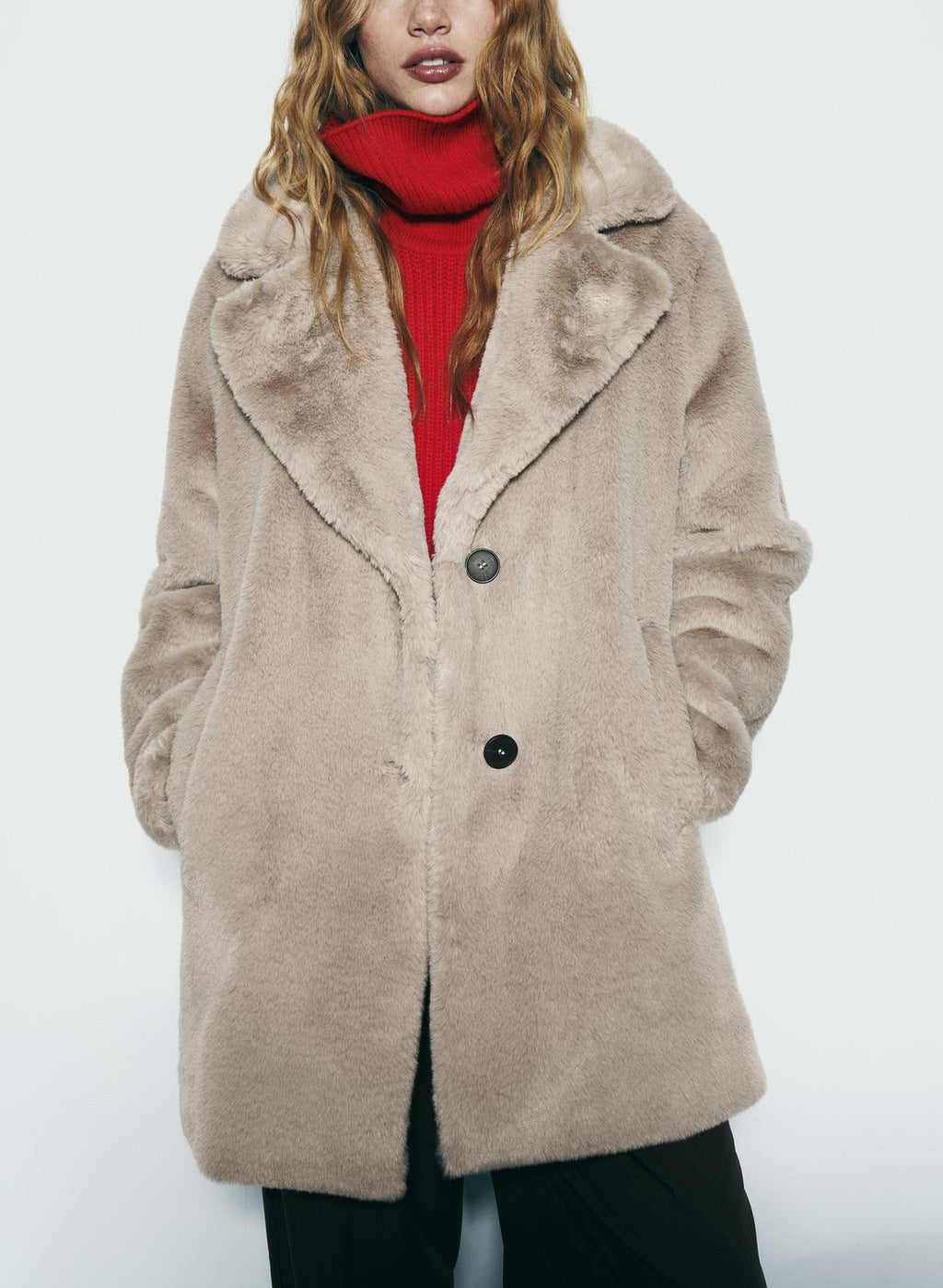 Fall Winter Fashion Artificial Fur Women’s Warm Mid-length Coat - Bag