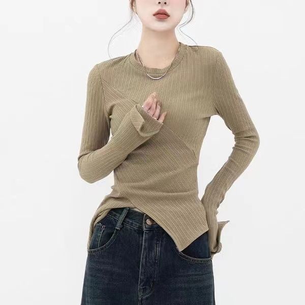 Asymmetric Loose Fit Knitting Sweater – dreamy chic streetwear | same ANTHEM. - khaki / S