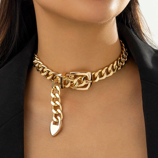 Belt Choker Necklace | Punk Chunky Chain Jewelry for Women | same ANTHEM.