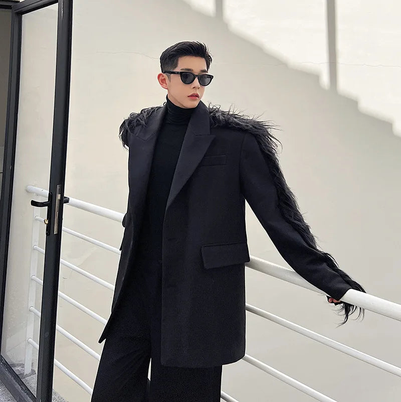 Black Feather Patchwork Blazer – Soulmate Streetwear Winter Jacket | same ANTHEM