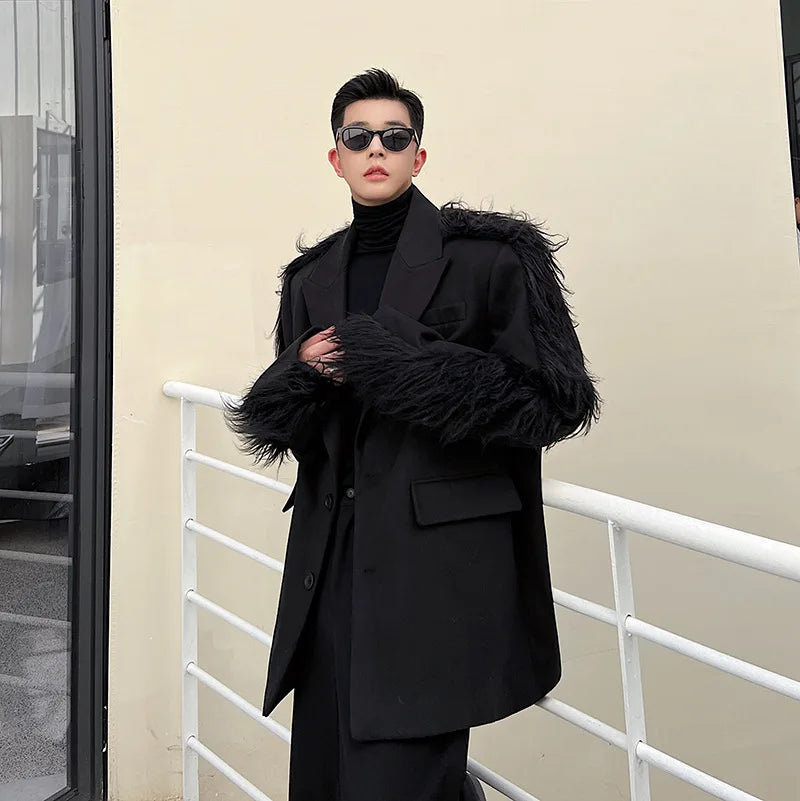Black Feather Patchwork Blazer – Soulmate Streetwear Winter Jacket | same ANTHEM