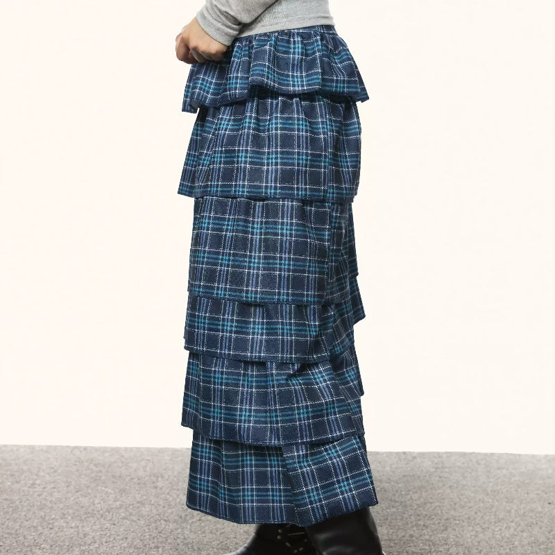Blue Plaid Cake Dress – Casual Loose Streetwear for Soulmates | same ANTHEM - Skirt