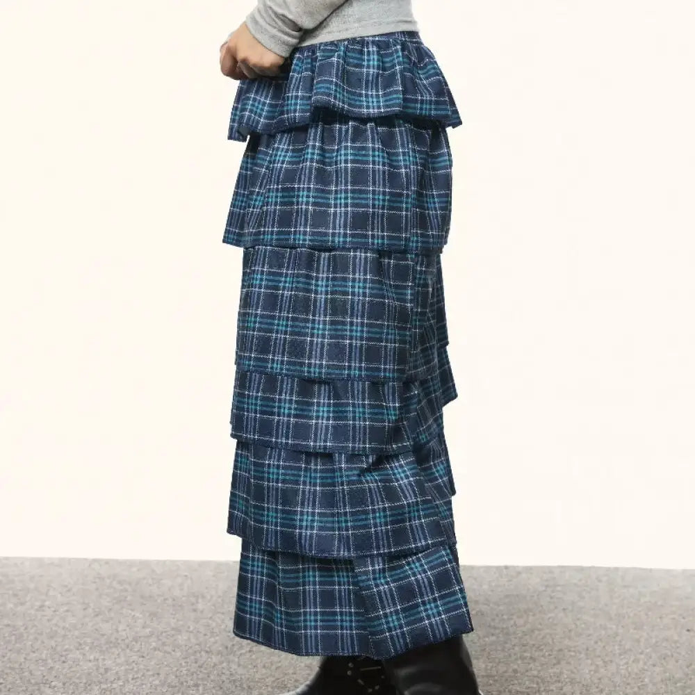 Blue Plaid Cake Dress – Casual Loose Streetwear for Soulmates | same ANTHEM - Skirt