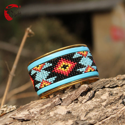 Boho Beaded Patch Bracelet – Nepalese Soulmate Style | same ANTHEM - Colorful Beads Blue