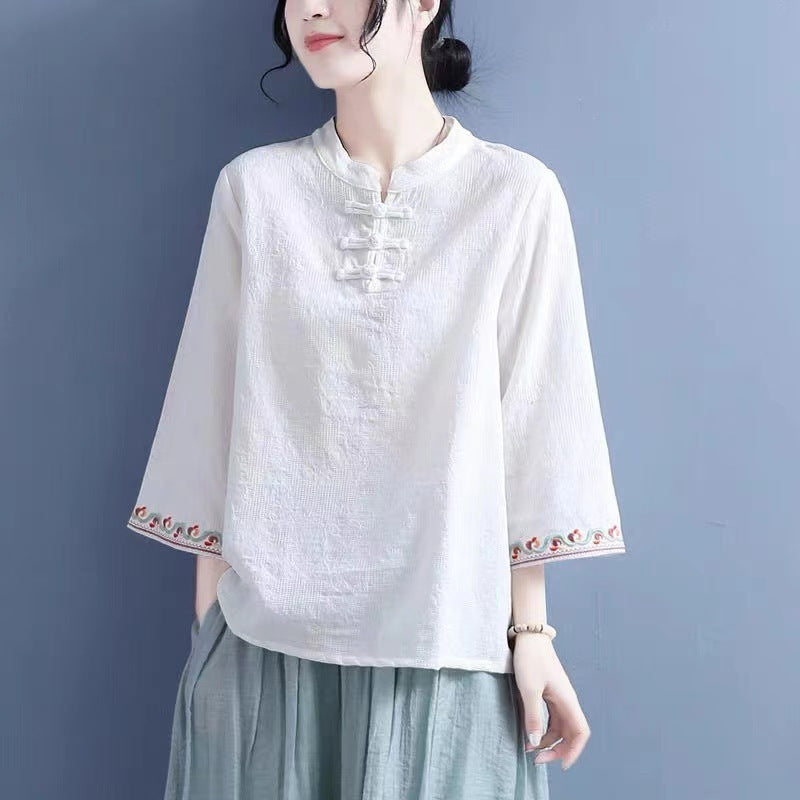 Boho Bell Sleeve Shirt – Free Spirit Chinese Style | same ANTHEM - White / 2XL