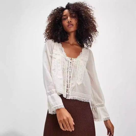 Boho Chic Lace Long Sleeve Shirt – Soulmate Style | same ANTHEM