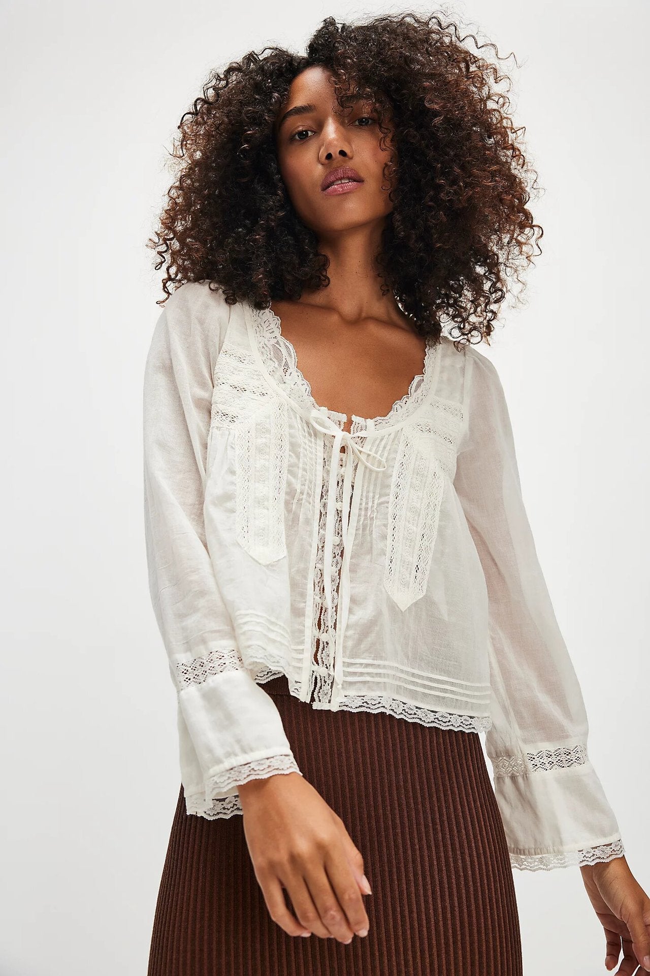 Boho Chic Lace Long Sleeve Shirt – Soulmate Style | same ANTHEM - White / L
