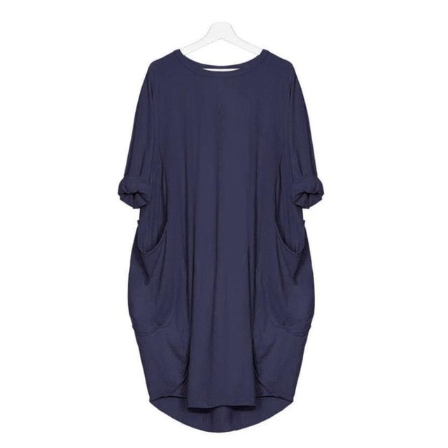 Boho Pocket Mini Dress – Dreamy Streetwear | same ANTHEM - Navy Blue / S