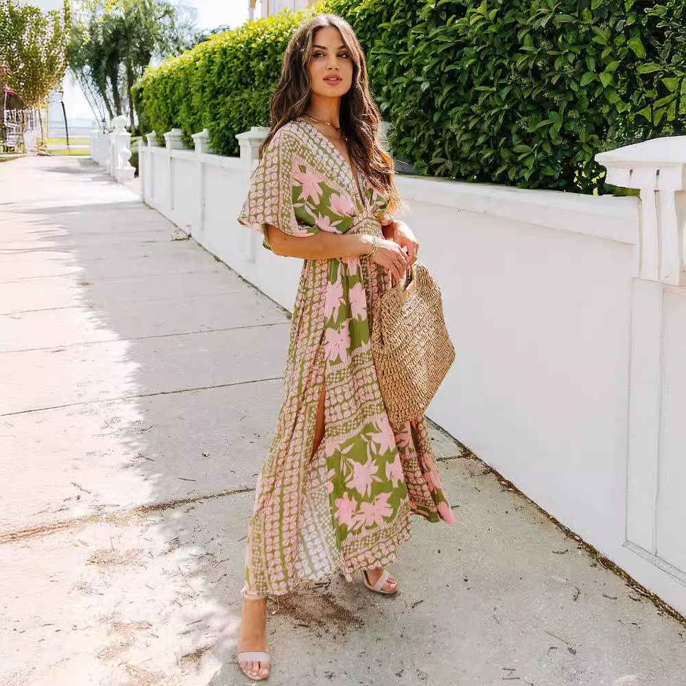 Boho Printed Batwing Dress – Soulful Style | same ANTHEM