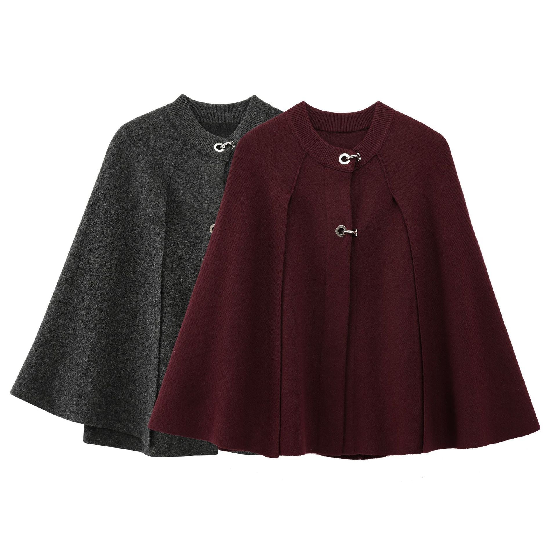 Cape Round Neck Long Sleeve Knitted Sweater Coat | same ANTHEM. - Jacket