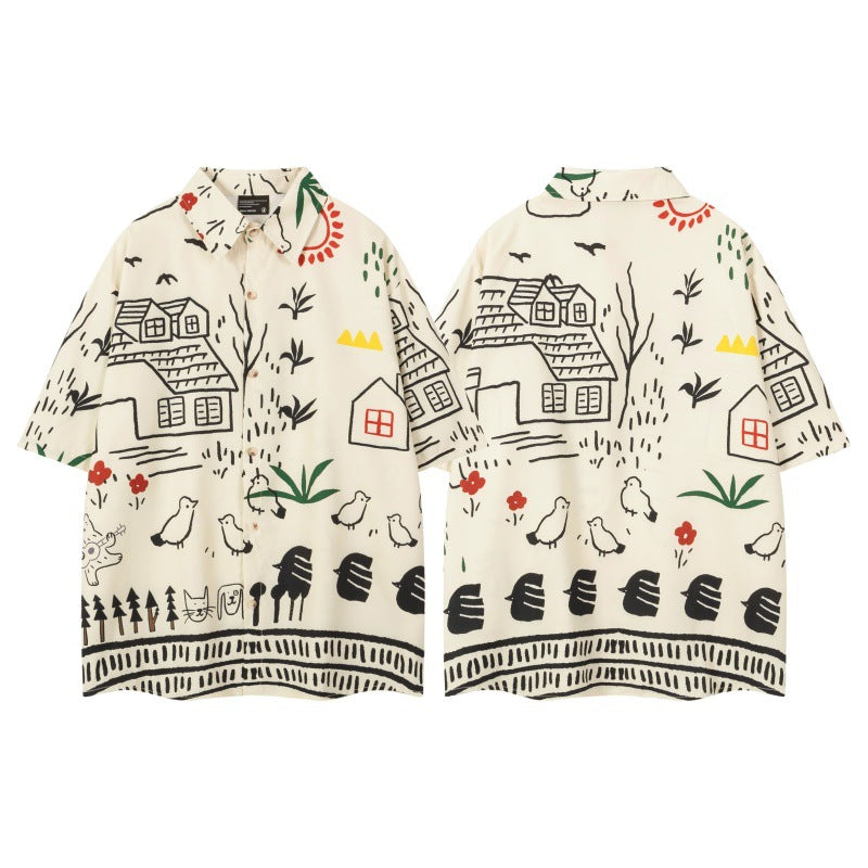 Cartoon Printed Loose Shirt – same ANTHEM. Playful Soulmate Streetwear for Men