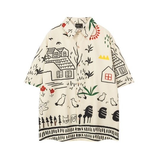 Cartoon Printed Loose Shirt – same ANTHEM. Playful Soulmate Streetwear for Men