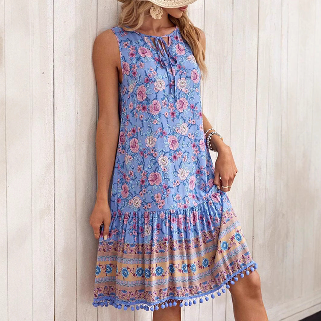 Casual Bohemian V-neck Rayon Printed Dress | Romantic & Chic Dress for Lovers | Same Anthem