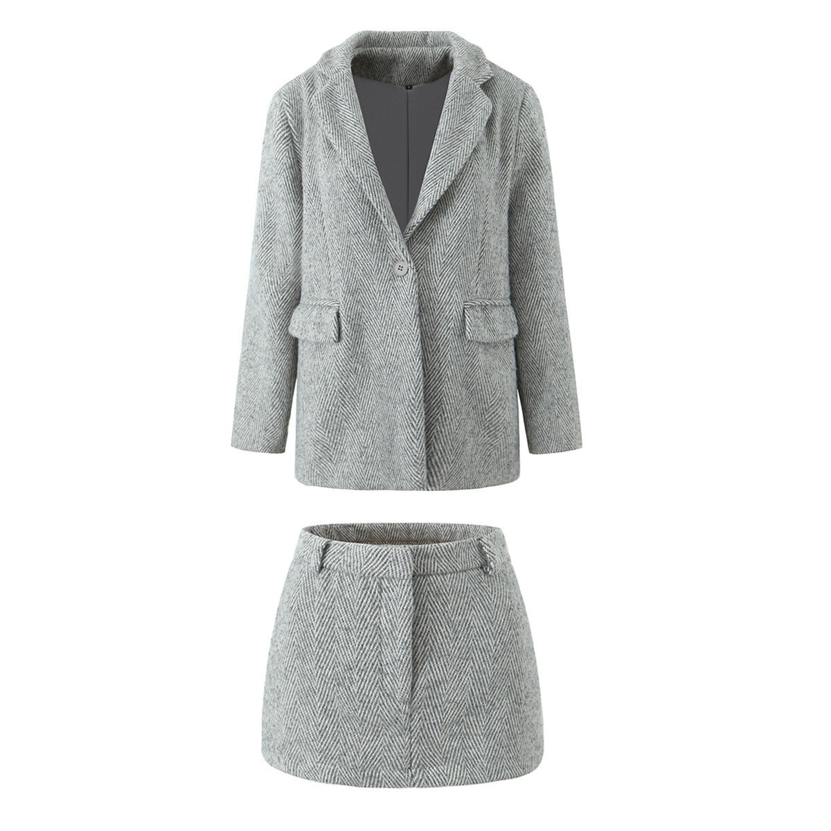 Casual Chic Woolen Suit Set – same ANTHEM - light gray set / S