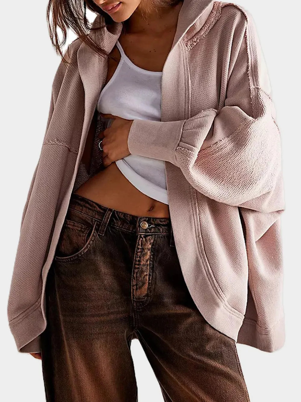 Casual Hoodie Cardigan – High-End Soulmate Streetwear | same ANTHEM - Dusty Pink / S