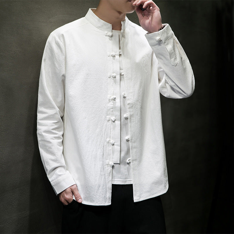 Casual Men’s Embroidery Buckle Hanfu Shirt Coat – Cool Everyday Layer | same ANTHEM