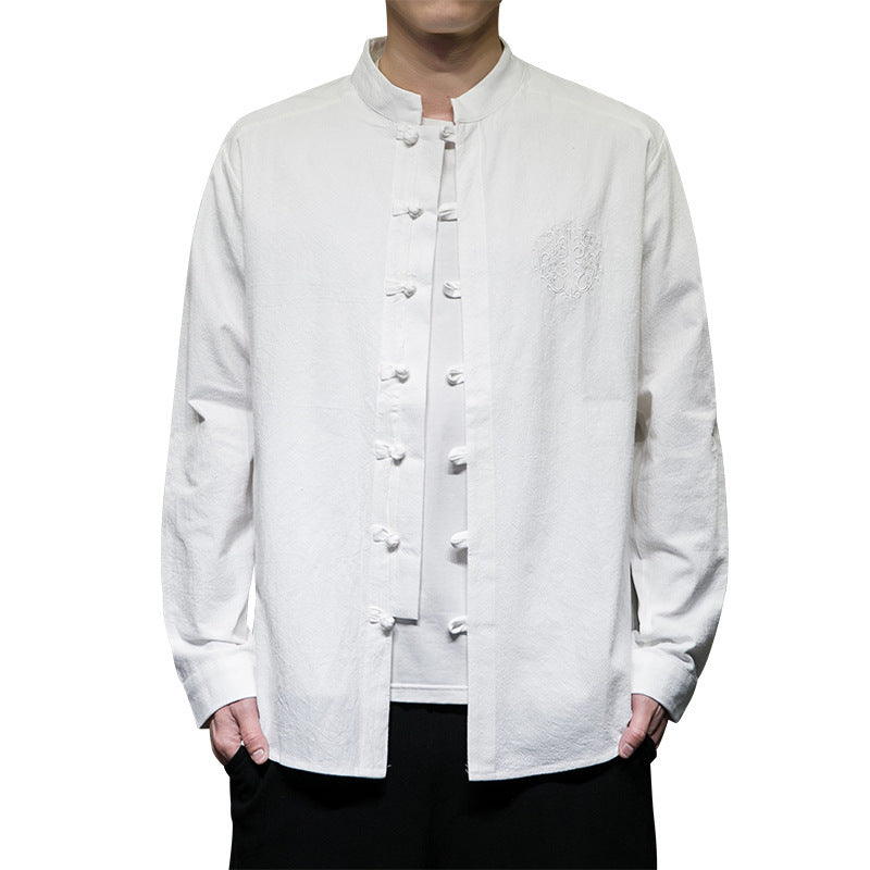 Casual Men’s Embroidery Buckle Hanfu Shirt Coat – Cool Everyday Layer | same ANTHEM