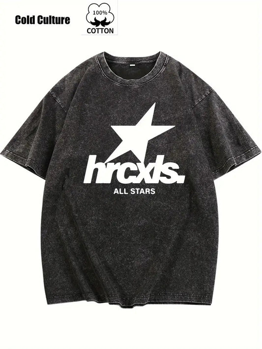 Casual Men’s Printed Short Sleeved Shirt – ALL STARS | same ANTHEM - Black / 2XL