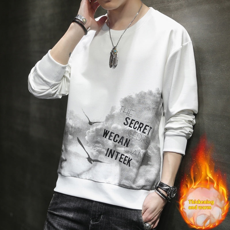 Casual Men’s Sweater Long Sleeve T-Shirt with Velvet Print | same ANTHEM