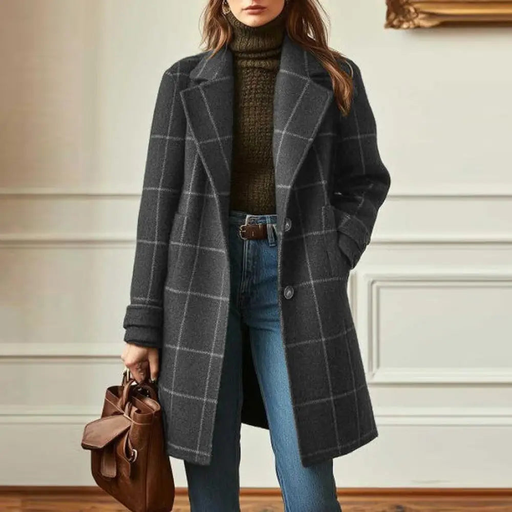 Casual Plaid Coat | same ANTHEM. - Gray / S