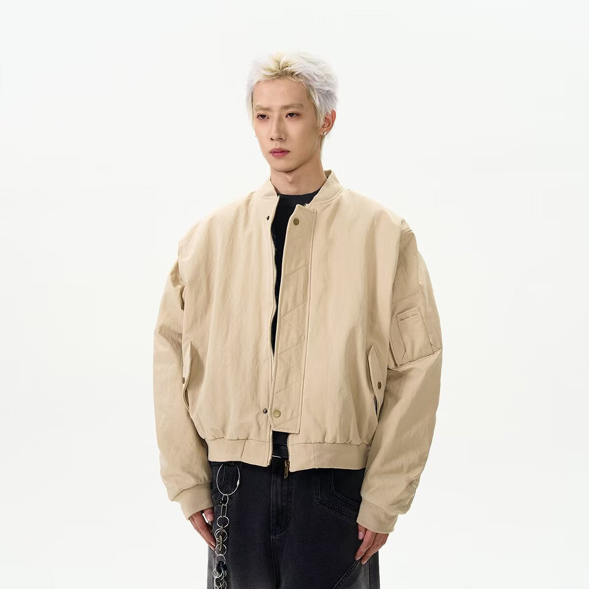 Casual Vibe Short Baseball & Workwear Jacket – same ANTHEM Soulmate Streetwear - Khaki / M