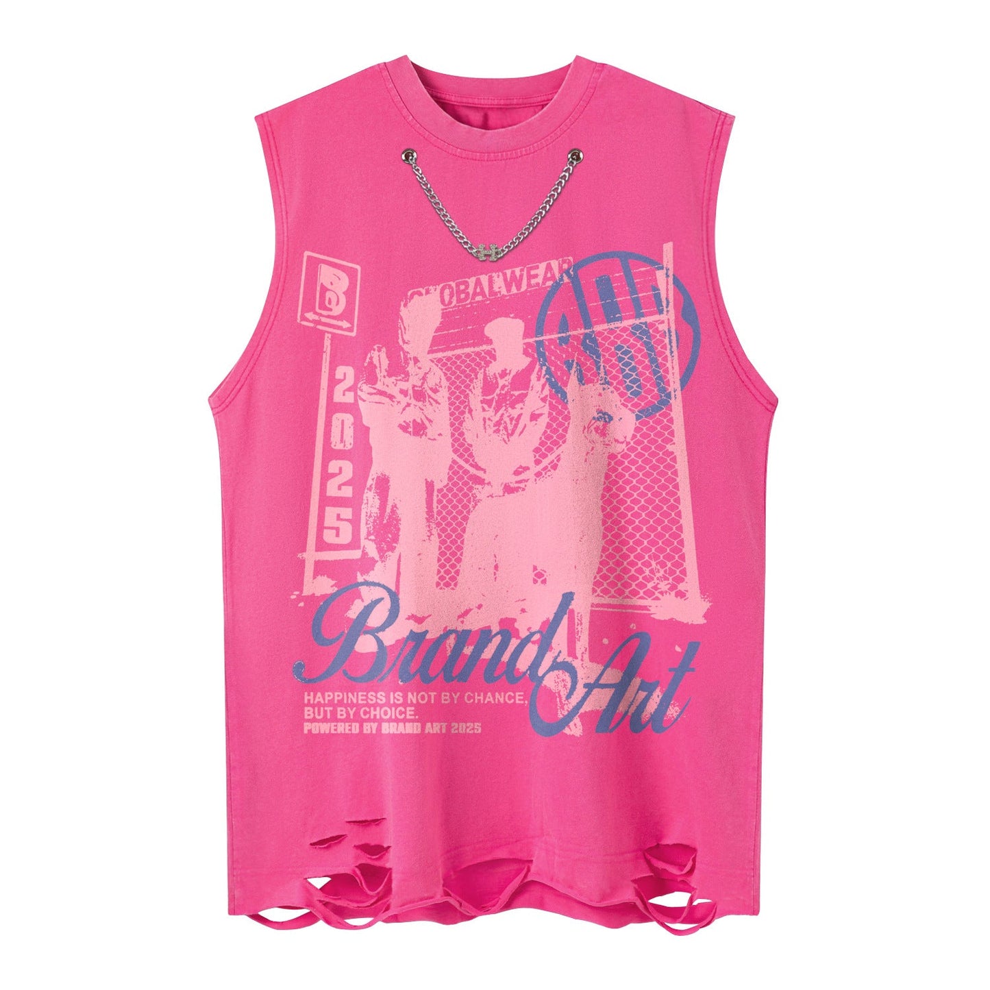 Chain Detail Sleeveless Punk Tank Top – Loose Streetwear | same ANTHEM - Rose Red / S