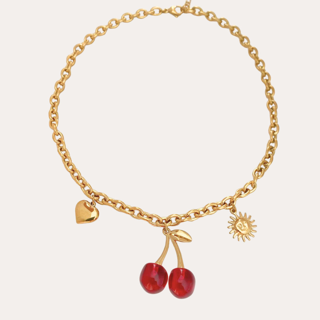 Cherry Girl Red Pendant | Boho Chic Lovers Necklace | same ANTHEM - Gold Necklace