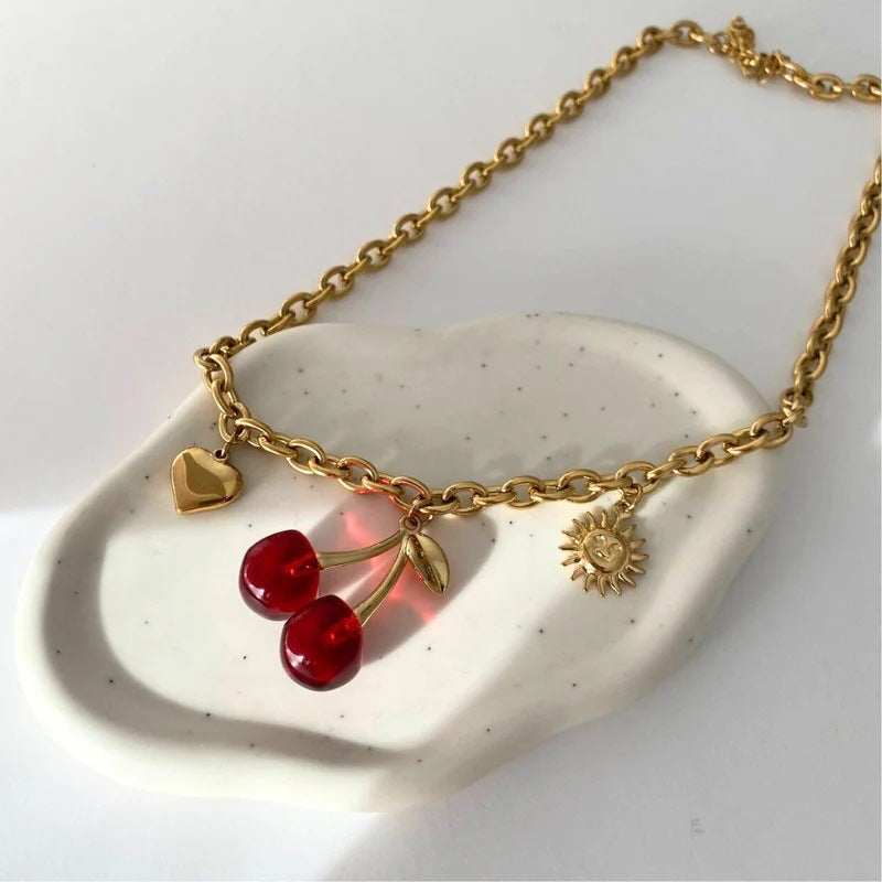 Cherry Girl Red Pendant | Boho Chic Lovers Necklace | same ANTHEM - Gold Necklace