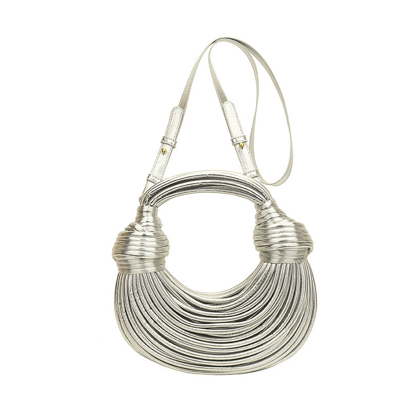 Chic Metal Noodles Underarm Bag | Timeless French Style | same ANTHEM - Silver - Bag