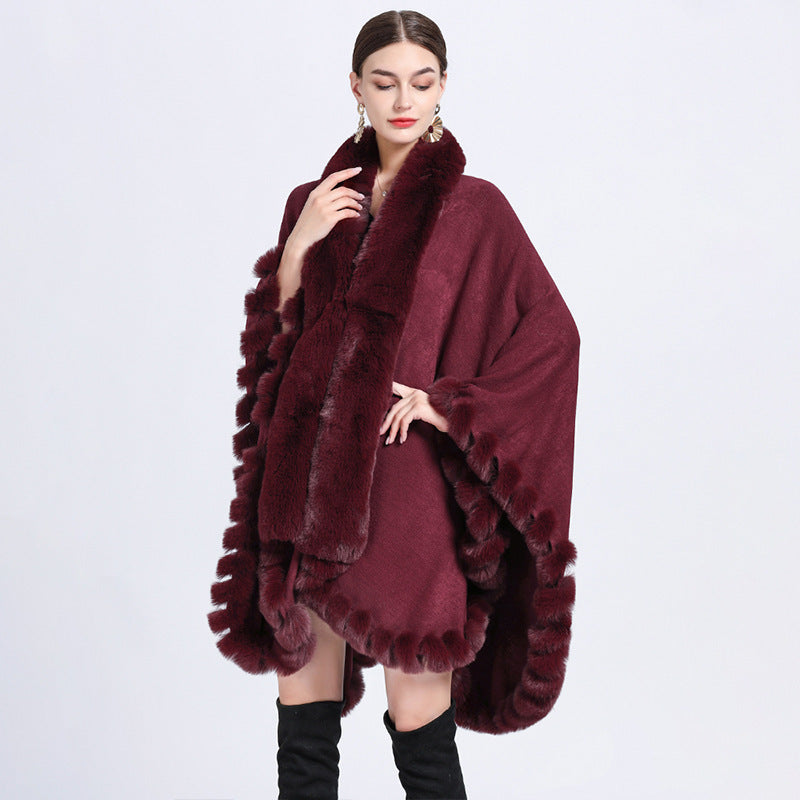Chic Oversized Fur Collar Cardigan | same ANTHEM Jackets - Wine Red / Free Size - Jacket