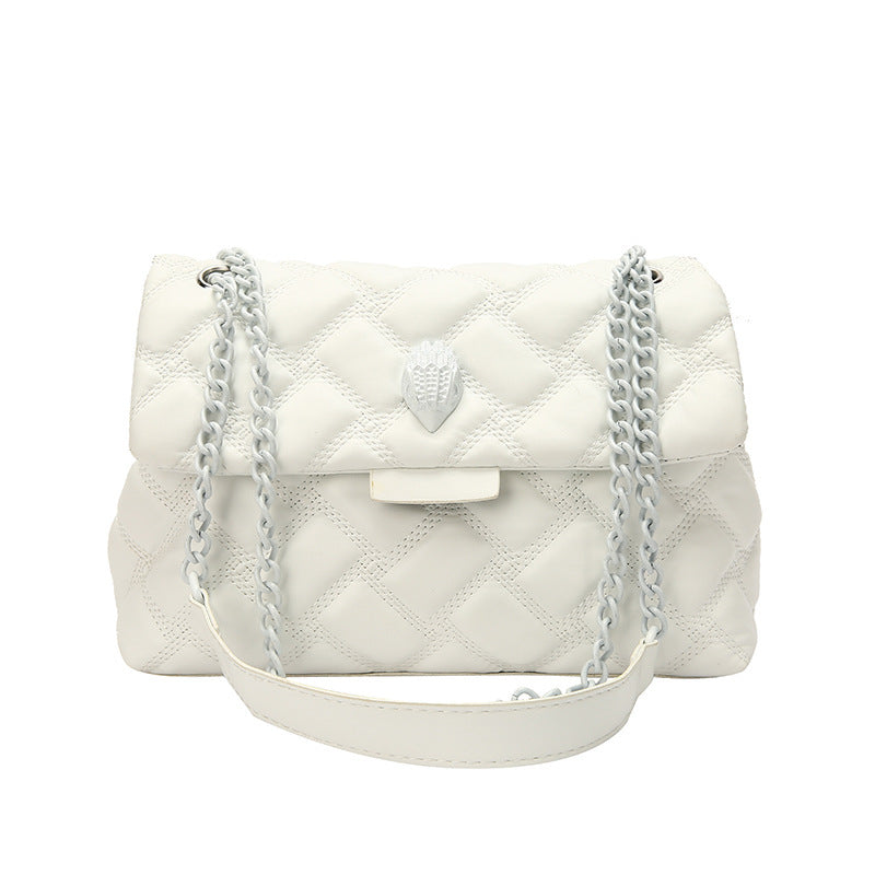 Chic Plaid Embossed Chain Shoulder Bag | Timeless Glamour | same ANTHEM - White - Bag