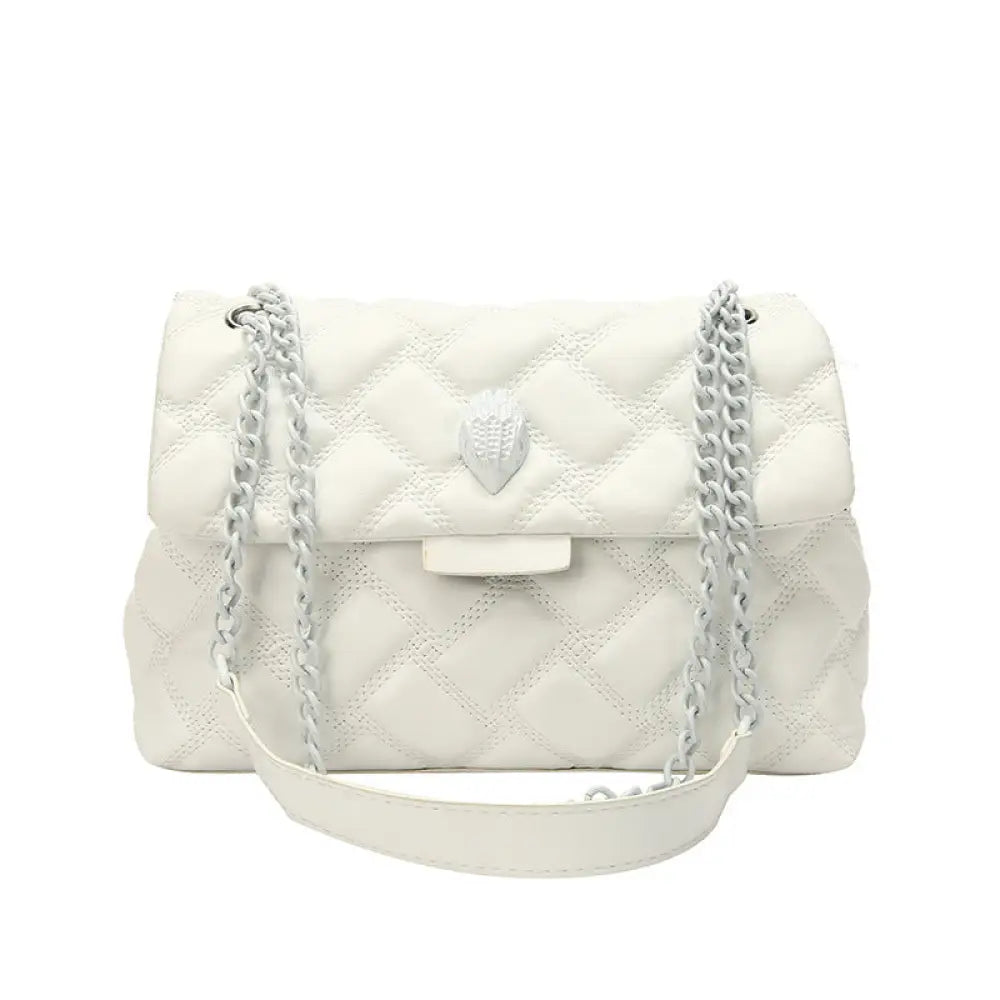 Chic Plaid Embossed Chain Shoulder Bag | Timeless Glamour | same ANTHEM - White - Bag