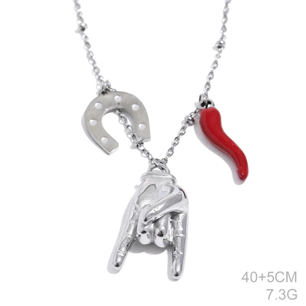 Classic Horn Sacred Heart Pendant Necklace | Boho Chic Soulmate Jewelry | same ANTHEM - Silver Horseshoe Version