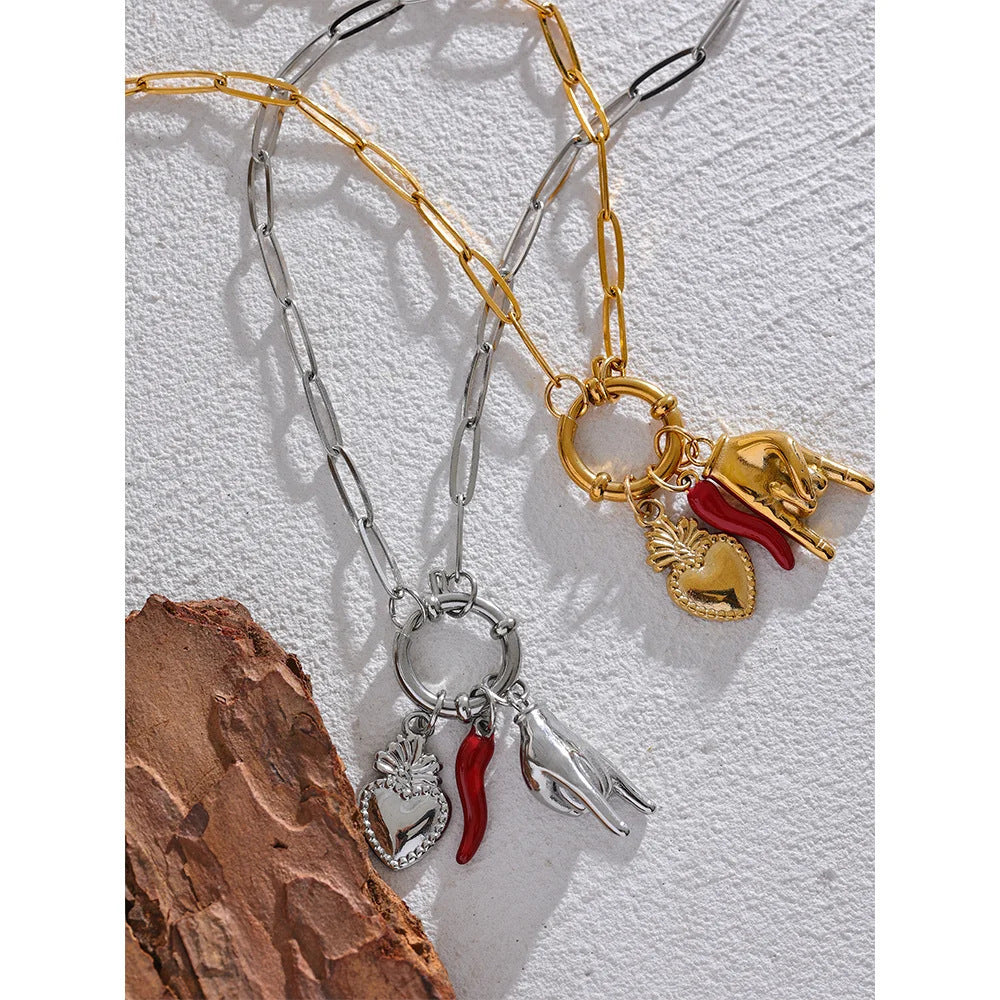 Classic Horn Sacred Heart Pendant Necklace | Boho Chic Soulmate Jewelry | same ANTHEM