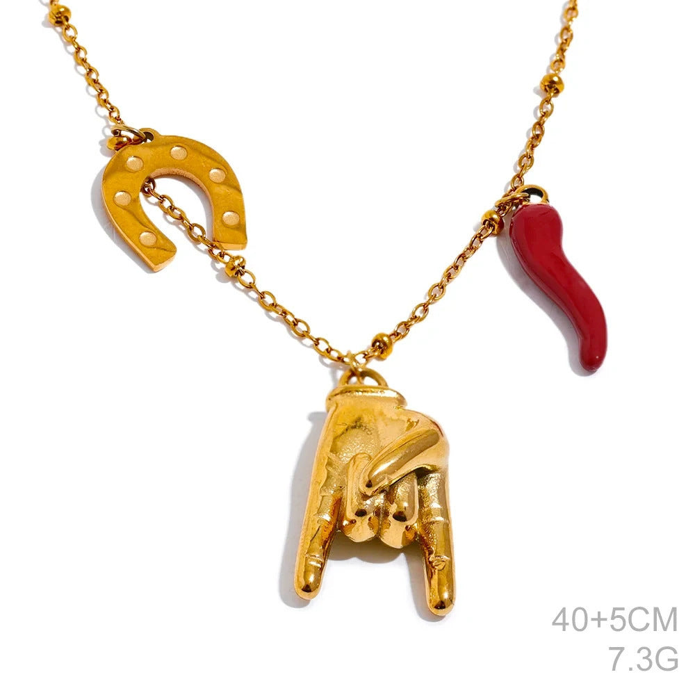 Classic Horn Sacred Heart Pendant Necklace | Boho Chic Soulmate Jewelry | same ANTHEM - Golden Horseshoe Version