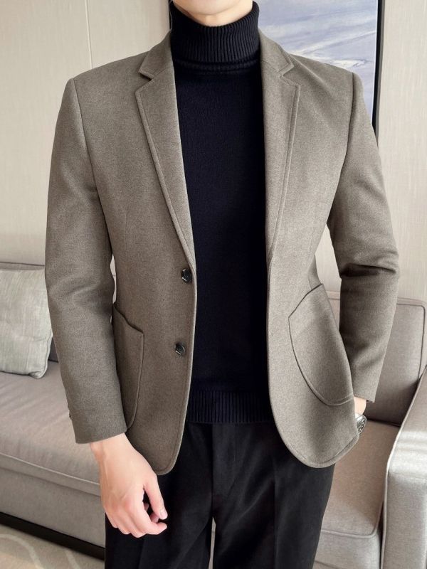 Classic Lightly Mature Woolen Blazer | Elegant Business & Dinner Suit Jacket | same ANTHEM - Brown / L