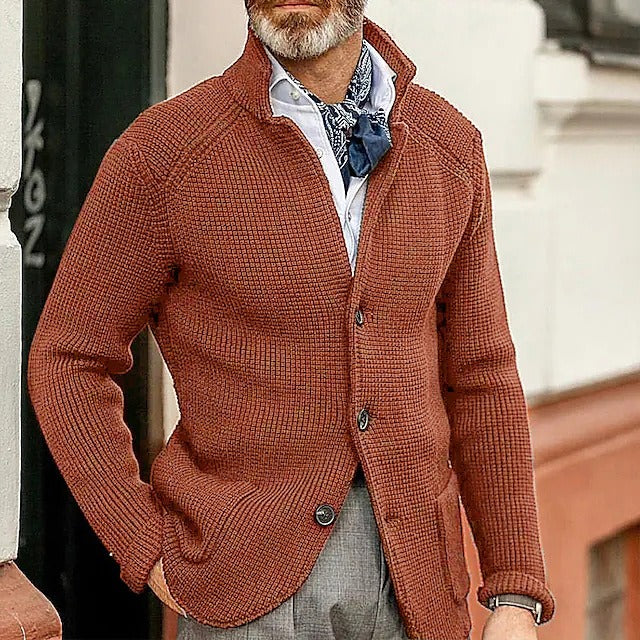 Classic Men’s Sweater Cardigan | Business Casual | same ANTHEM. - Caramel color / S