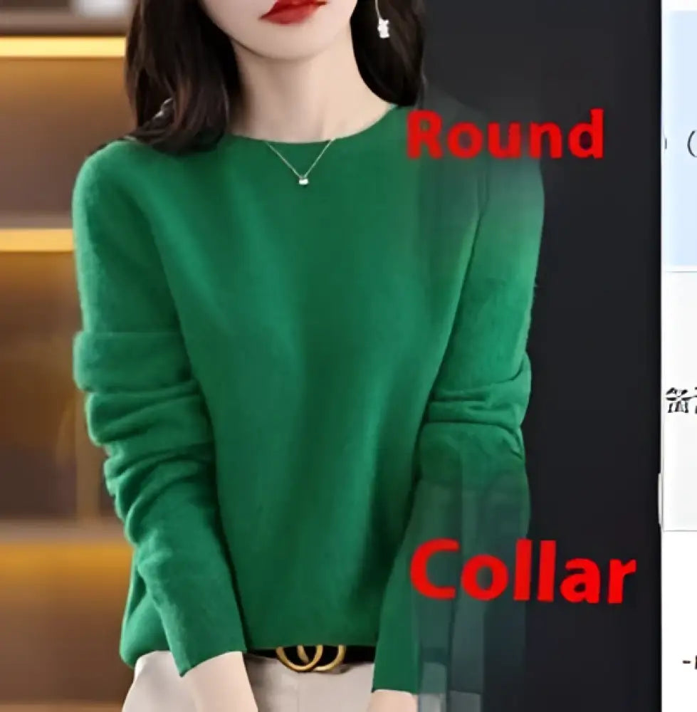 Classic Pure Wool Crew Neck Sweater – Elegant Everyday Pullover for Lovers & Soulmates | same ANTHEM - Zu Green / L
