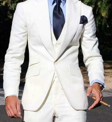 Classic Three-Piece Wedding Suit for Men – same ANTHEM | Elegant & Modern - White / 5XL