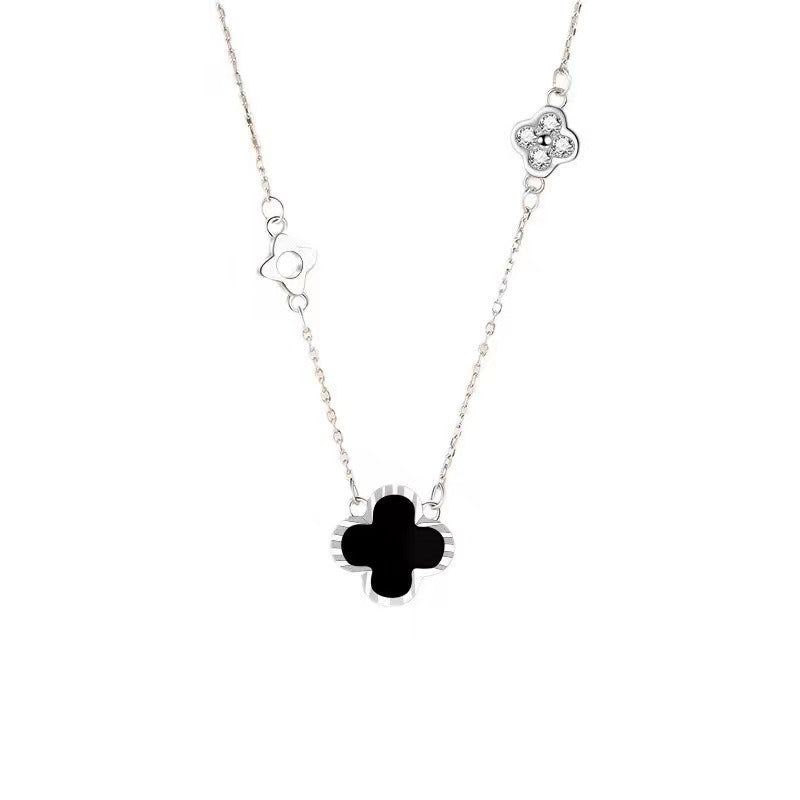 Clover Necklace Sterling Silver – Soulmate Streetwear Jewelry | same ANTHEM. - Platinum - Black