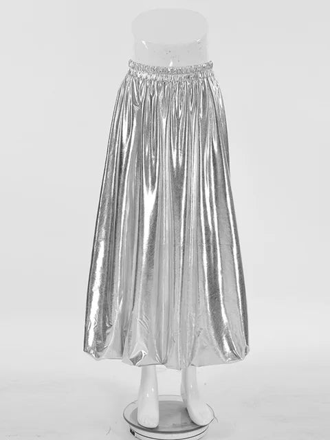 Coated Silver Balloon Skirt – Minimalist Streetwear for Soulmates | same ANTHEM - Silver / S