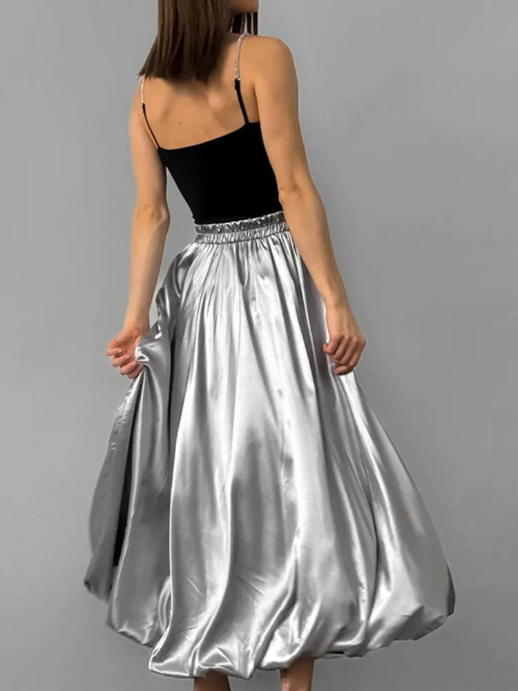 Coated Silver Balloon Skirt – Minimalist Streetwear for Soulmates | same ANTHEM